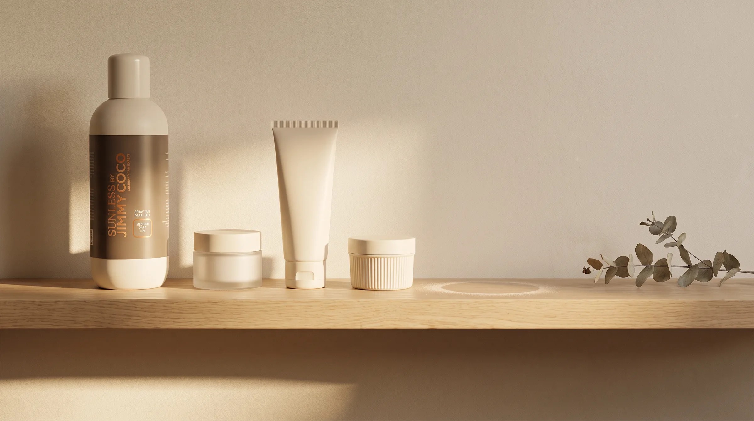A sparse salon retail shelf with one clear gap where a product has been sold.